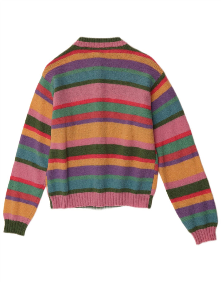 Benetton Damen-Cardigan-Pullover UK 10 Kleine mehrfarbig gestreifte Wolle