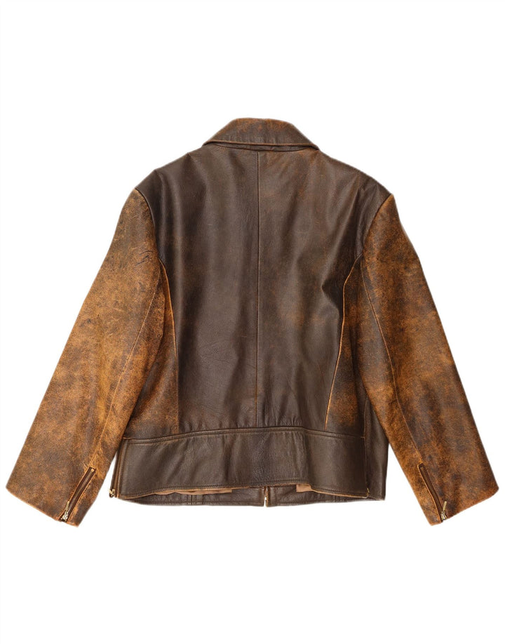 Yessica Damen Slim Lederjacke UK 20 2XL Braunes Leder