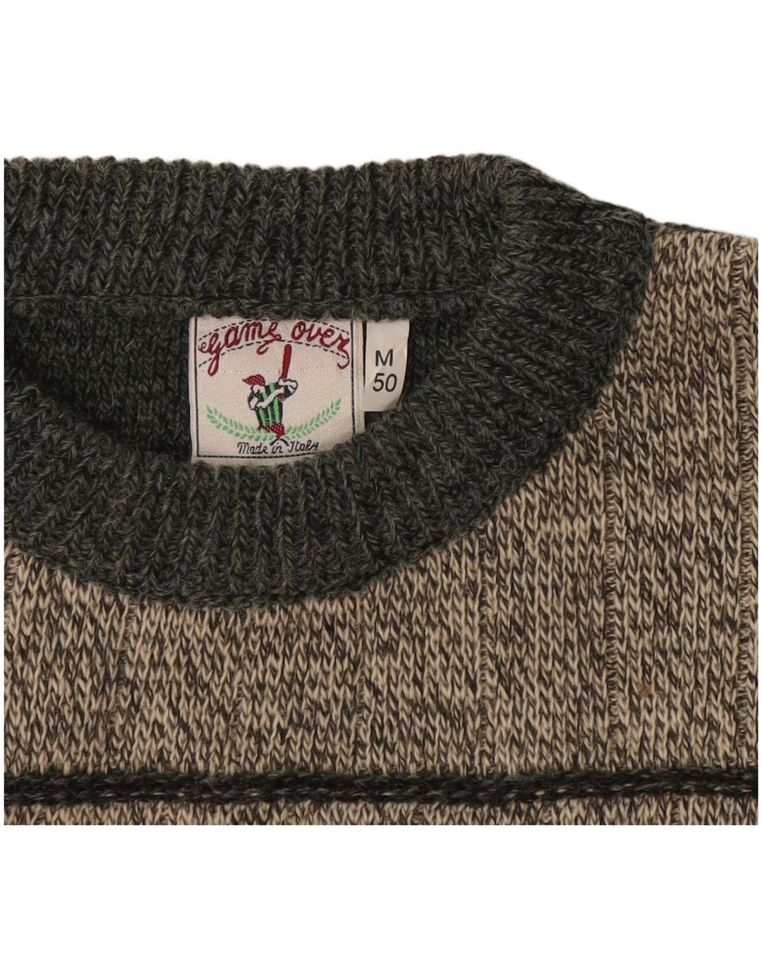 Vintage Herren Pullover mit Rundhalsausschnitt IT 50 Mittelgrau Geometrisch