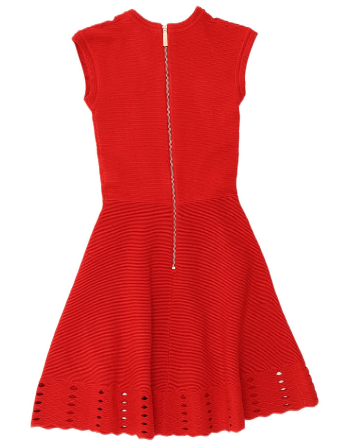 TED BAKER Ärmelloses A-Linien-Kleid für Damen, Größe 0 2XS, rotes Acryl