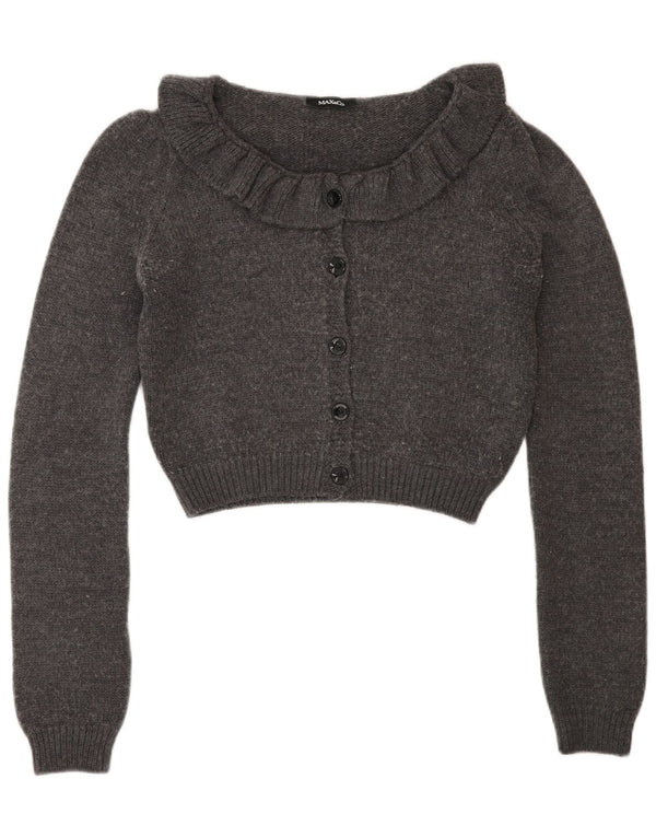 Max & Co. Damen Crop Cardigan Pullover UK 12 Mittelgraue Wolle