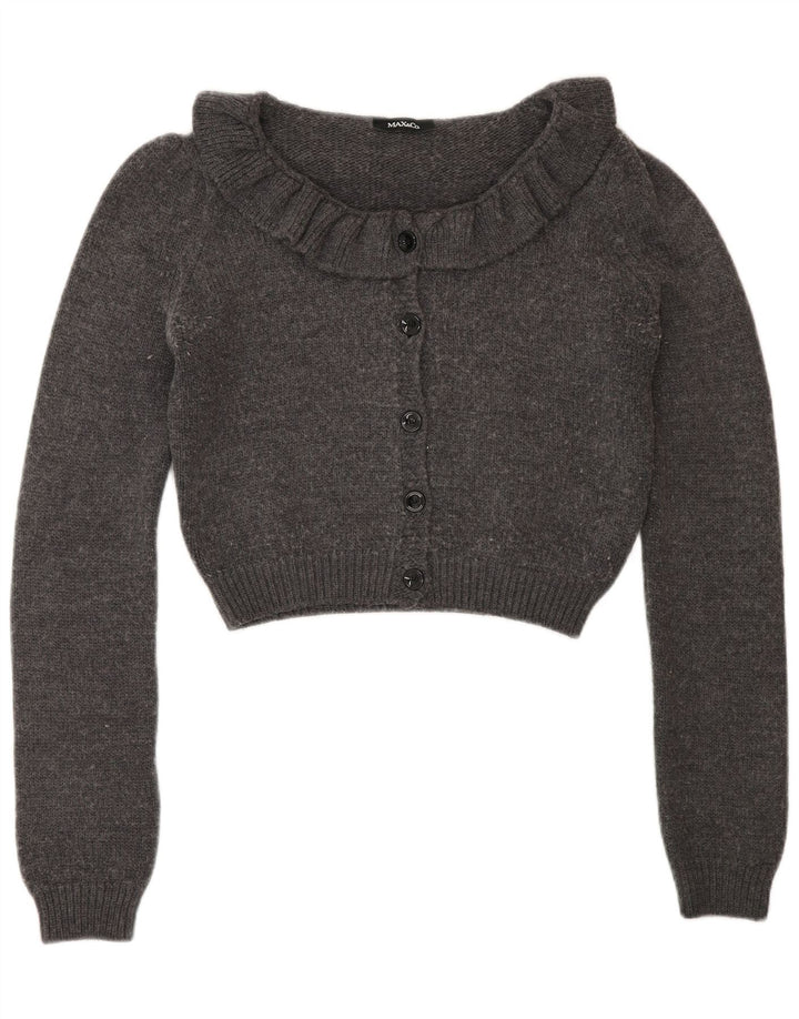 Max & Co. Damen Crop Cardigan Pullover UK 12 Mittelgraue Wolle