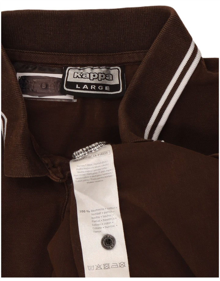 Kappa Herren-Poloshirt, groß, braun gestreift, Baumwolle