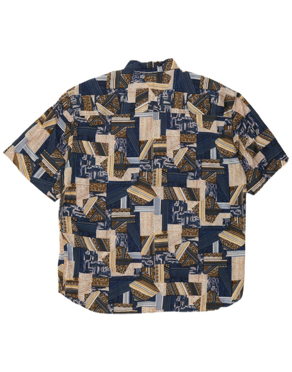 Vintage Herren Kurzarmshirt XL Blau Patchwork