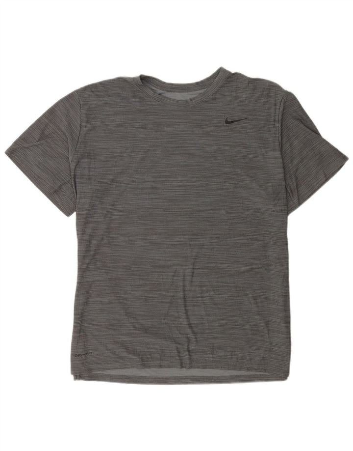 Nike Herren Dri Fit T-Shirt Top XL Grau geflecktes Polyester