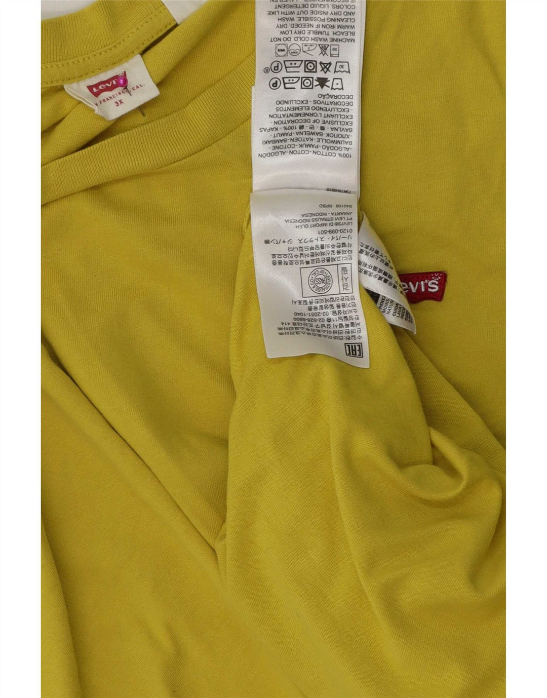 Levi's Herren T-Shirt Top 3XL Gelb Baumwolle