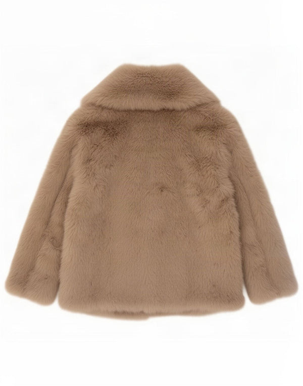 Zara Damen Popeline Kunstpelzjacke UK 16 Large Beige Polyester