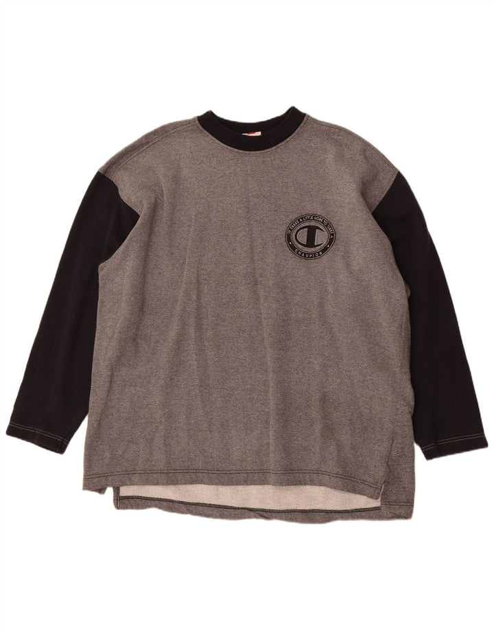 Champion Herren Sweatshirt Pullover XL Grau Colourblock Baumwolle