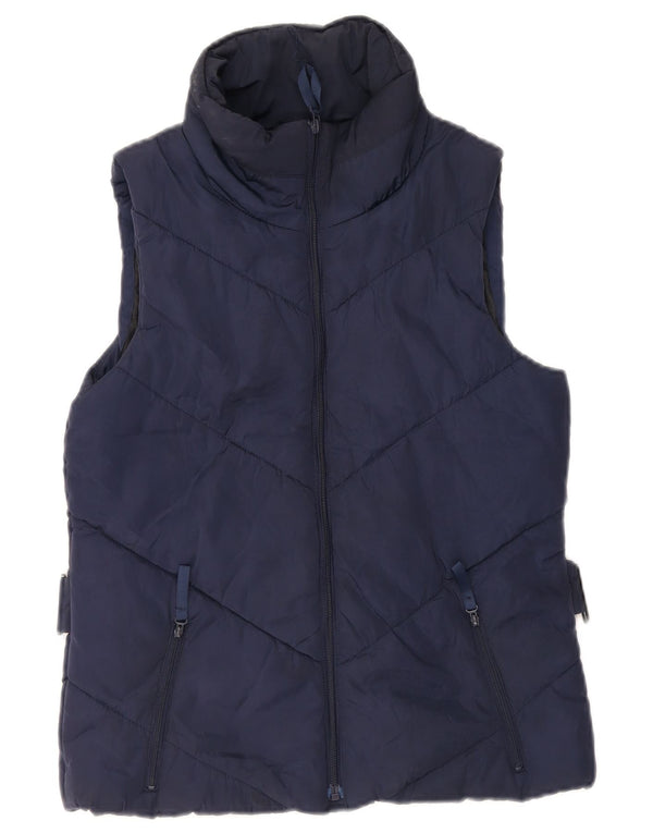 Zara Damen Wattierte Weste UK 12 Medium Marineblau Polyester