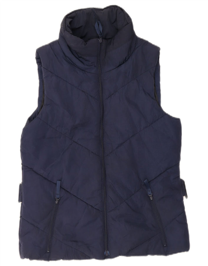 Zara Damen Wattierte Weste UK 12 Medium Marineblau Polyester