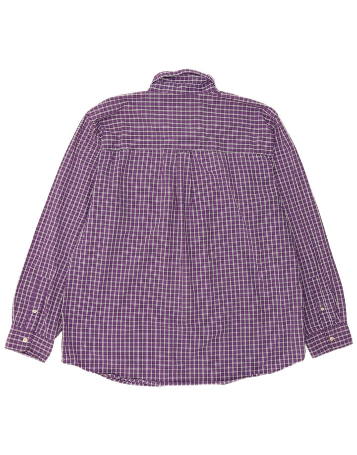 CHAPS Mens Shirt XL Purple Check Cotton