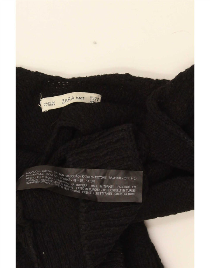 Ärmelloses Crop-Top aus Strick für Damen von Zara, UK-Größe 12, mittelschwarz, Baumwolle
