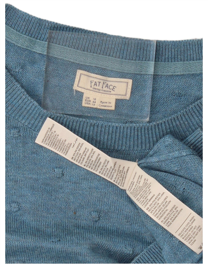 Fat Face Damen-Pullover mit Rundhalsausschnitt, UK 16, Größe L, Blau, Polyester