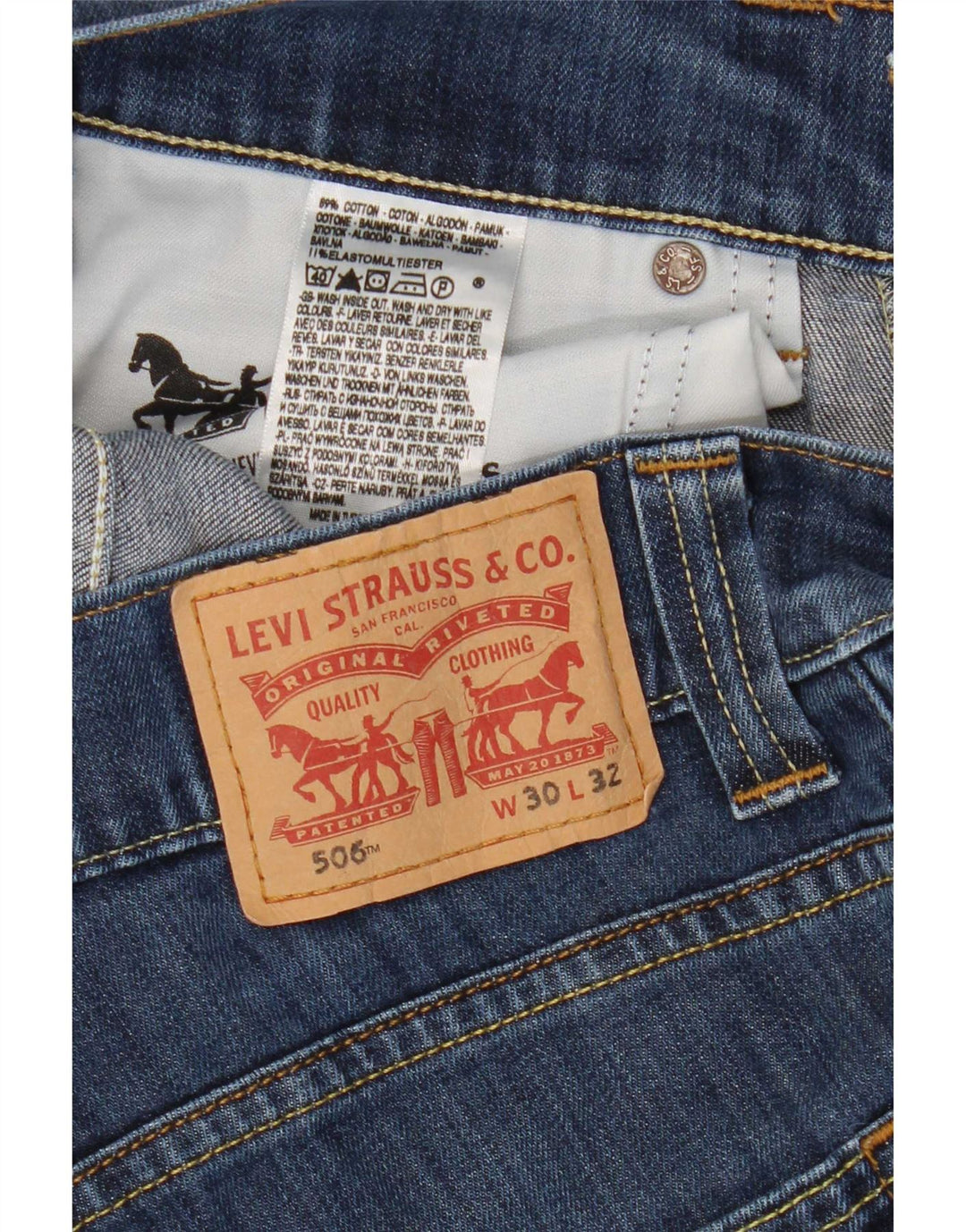 Levi's Damen 506 Straight Jeans W30 L28 Blaue Baumwolle