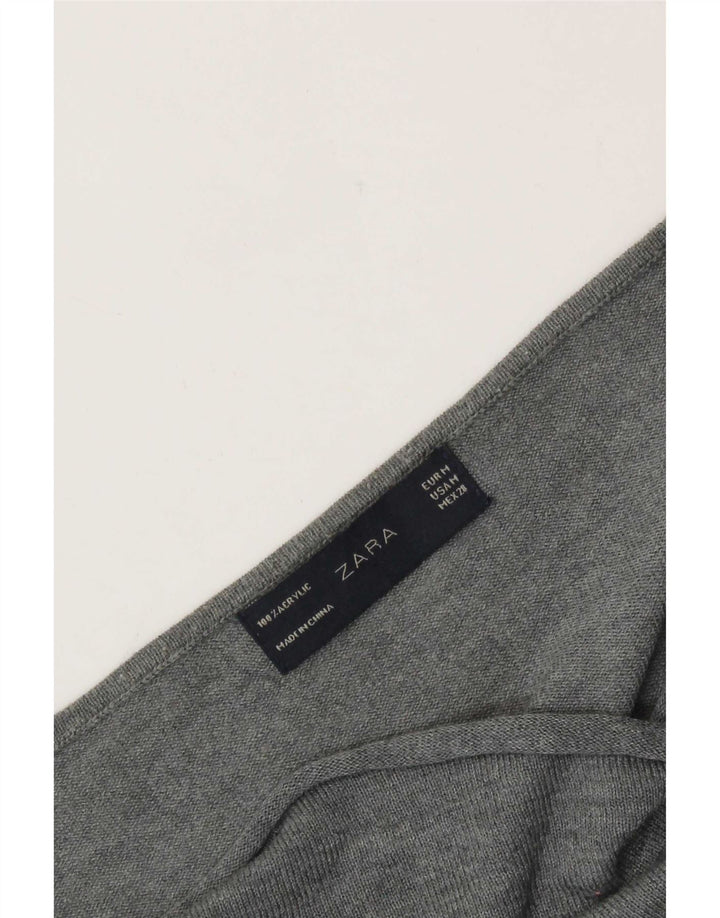 Zara Damen Blusenoberteil UK 14 Mittelgraues Acryl