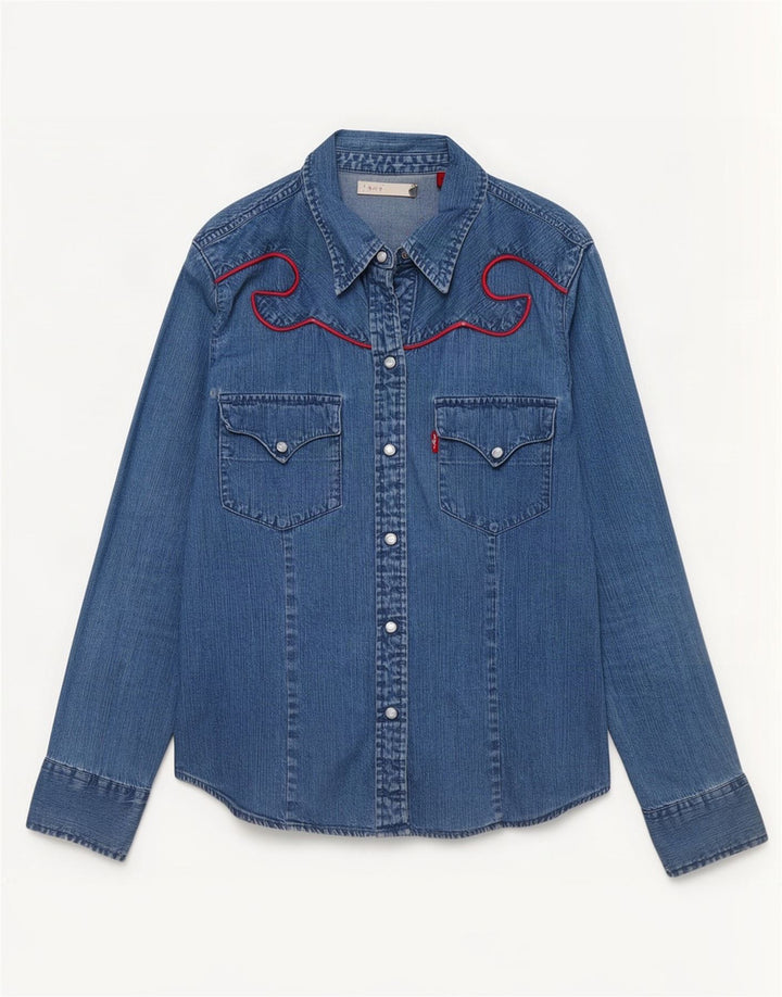 Levi's Damen Jeanshemd UK 10 Small Blau Baumwolle