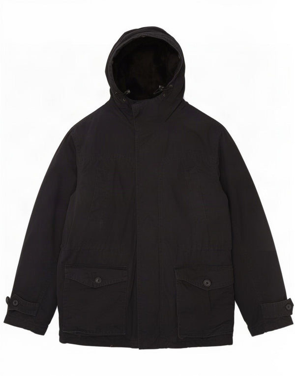 Tommy Hilfiger Herren-Sherpa-Windbreaker-Mantel mit Kapuze, UK 40, groß, schwarz, modern