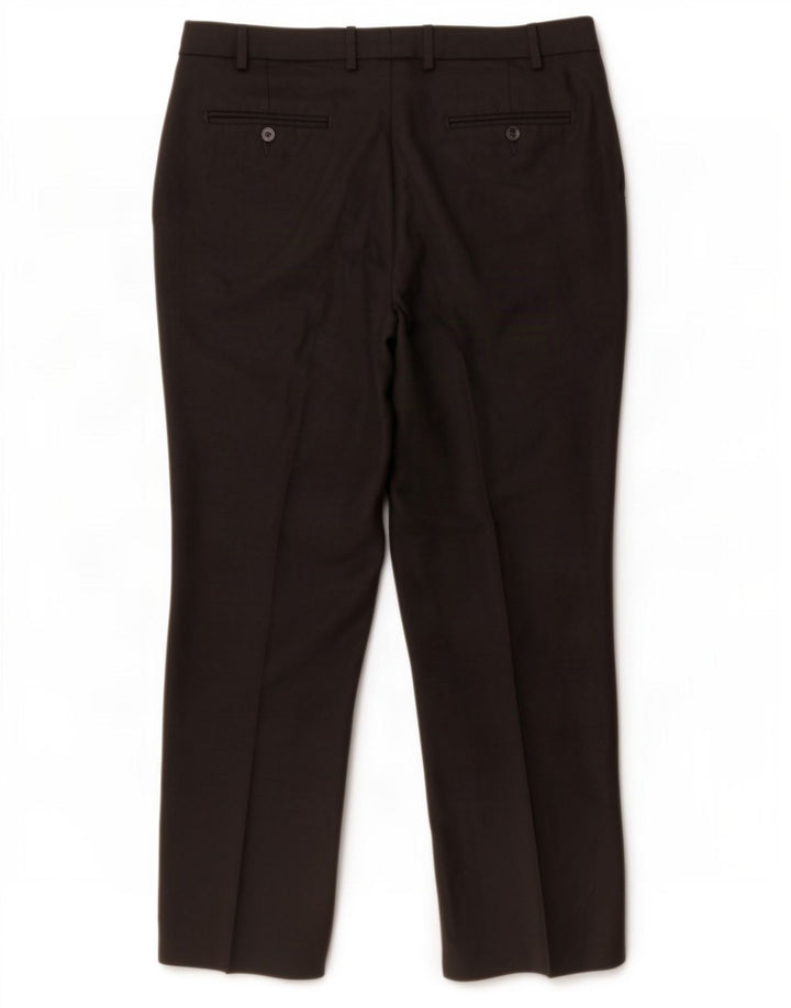 Marks & Spencer Herren-Anzughose mit passgenauer Passform, W38 L31, schwarze Wolle
