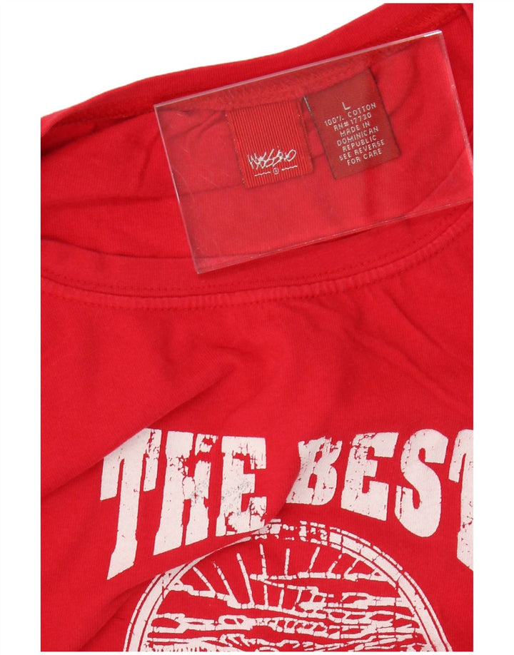 MOSSIMO Damen Crop Graphic Top Langarm UK 16 Große rote Baumwolle