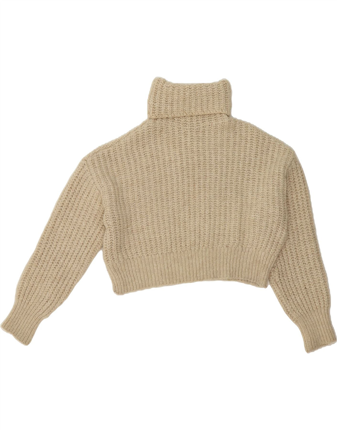 ZARA Womens Crop Roll Neck Jumper Sweater UK 10 Small Beige Vintage Zara and Second-Hand Zara from Messina Hembry 