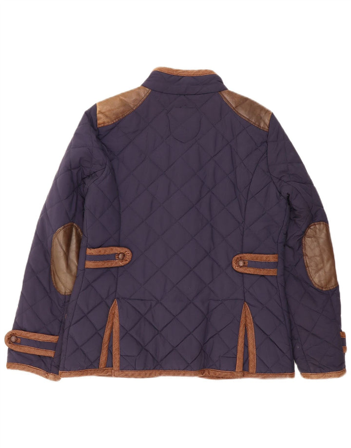 Zara Damen Steppjacke UK 14 Medium Navy Blue Colourblock Baumwolle