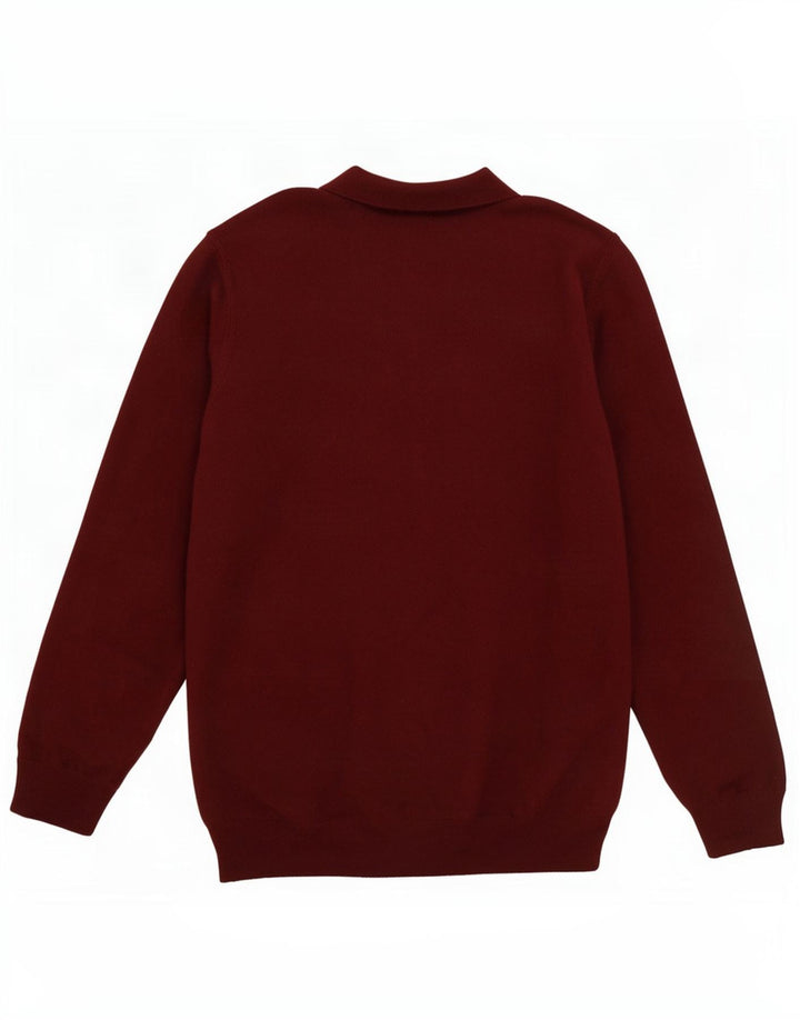 Massimo Dutti Herren-Pullover mit Rollkragen, groß, burgunderrote Wolle