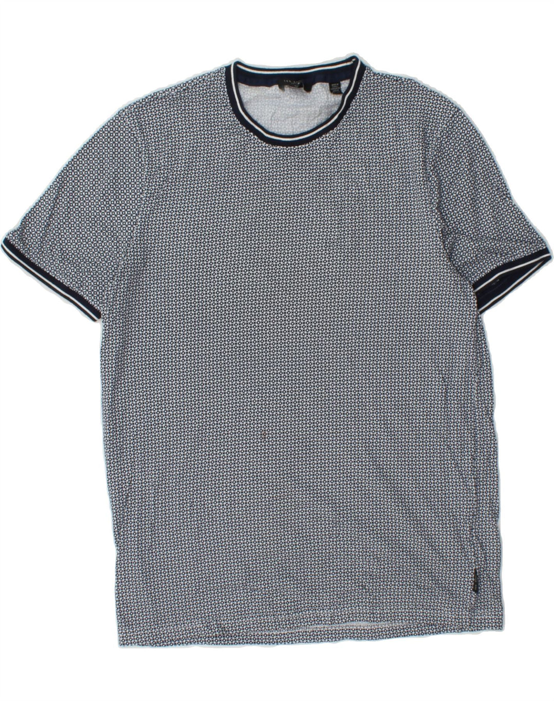 TED BAKER Mens T-Shirt Top Size 3 Medium Grey Geometric Cotton Vintage Ted Baker and Second-Hand Ted Baker from Messina Hembry 