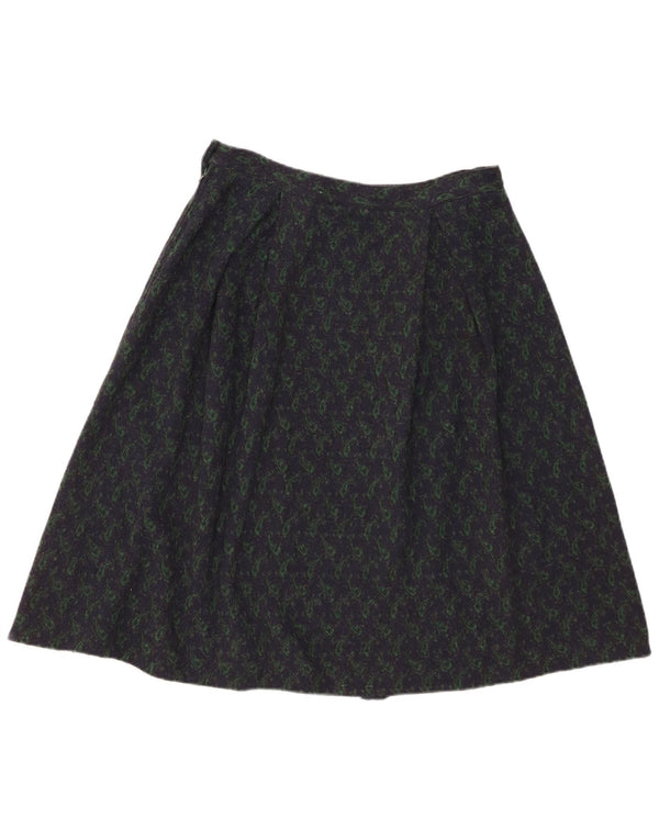 Vintage Damen A-Linie Rock W28 Mittel Marineblau Paisley