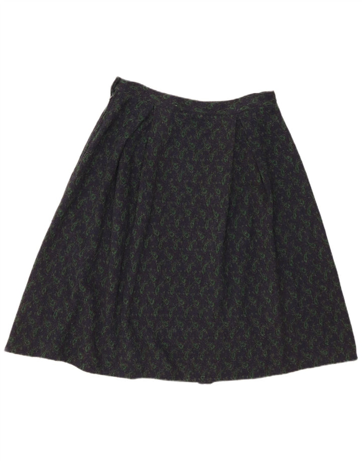 Vintage Damen A-Linie Rock W28 Mittel Marineblau Paisley