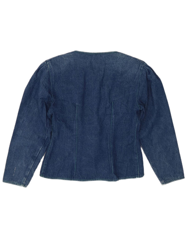VINTAGE Damen Jeansjacke UK 12 Mittelblau