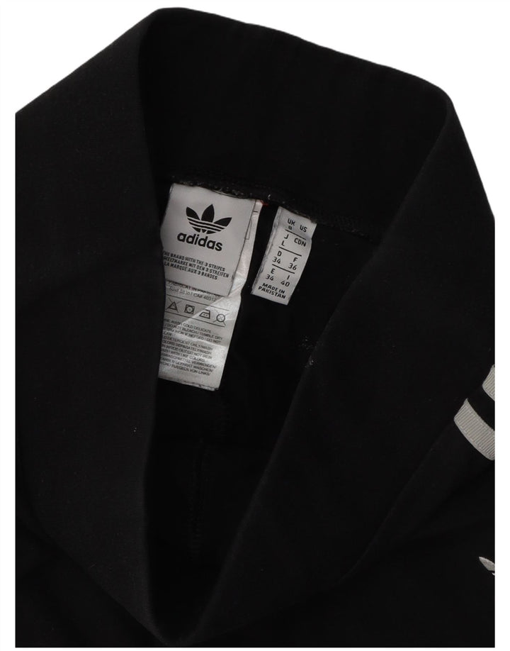 Adidas Damen Leggings UK 8 Small Schwarz Baumwolle