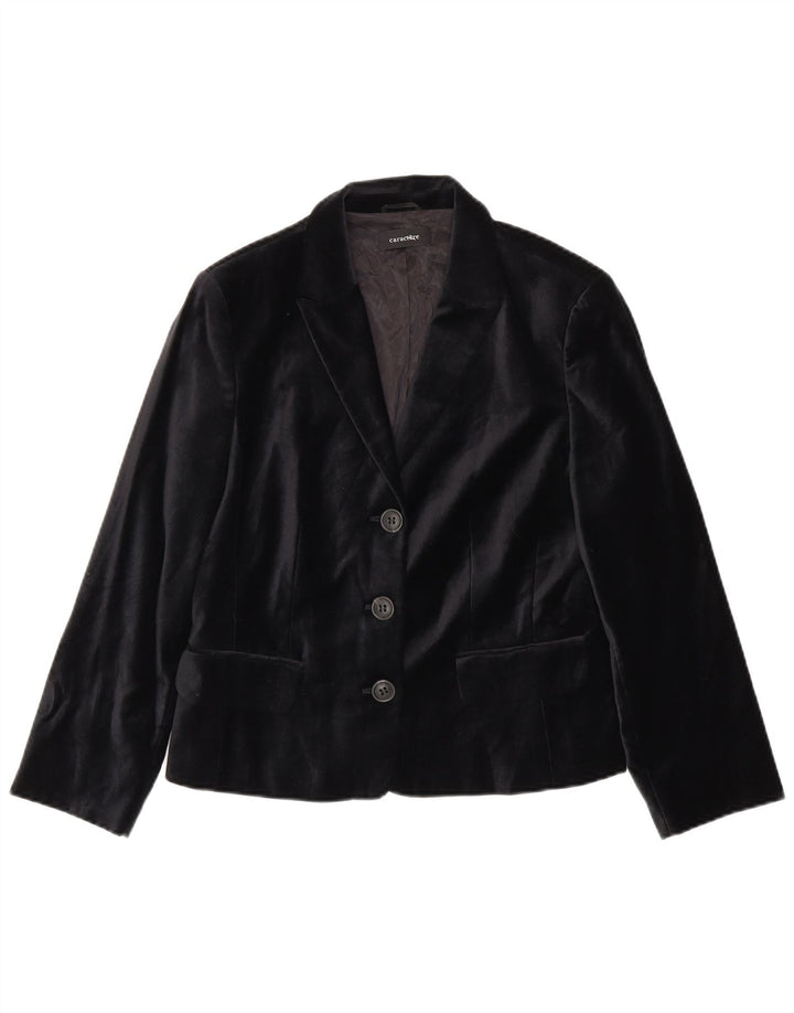 Caractere Damen-Blazerjacke mit 3 Knöpfen, UK 16, Größe L, Schwarz, Baumwolle