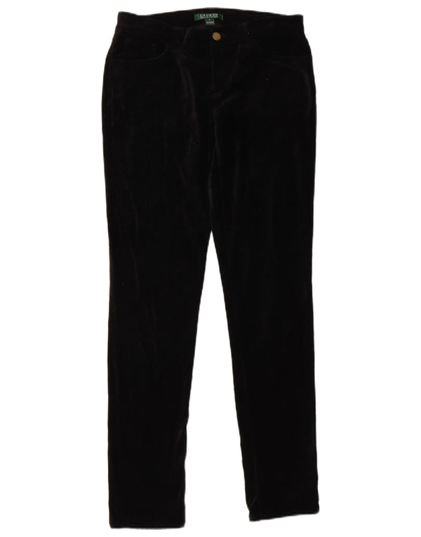 Ralph Lauren Damen Samt Slim Casual Hose US 2 XS W25 L30 Schwarz