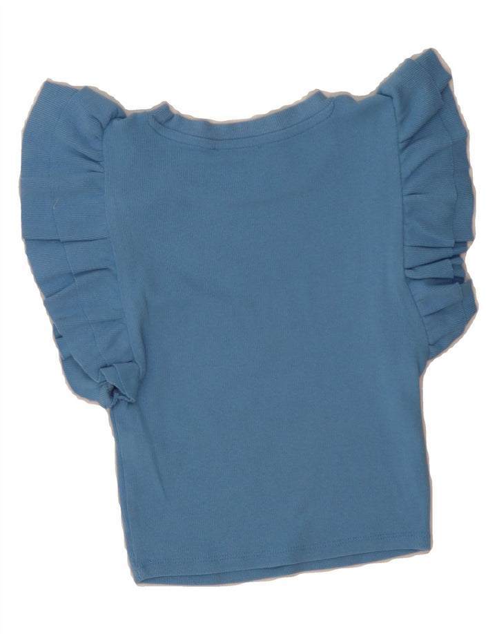 ZARA Womens Crop Blouse Top UK 12 Medium Blue Cotton Vintage Zara and Second-Hand Zara from Messina Hembry 