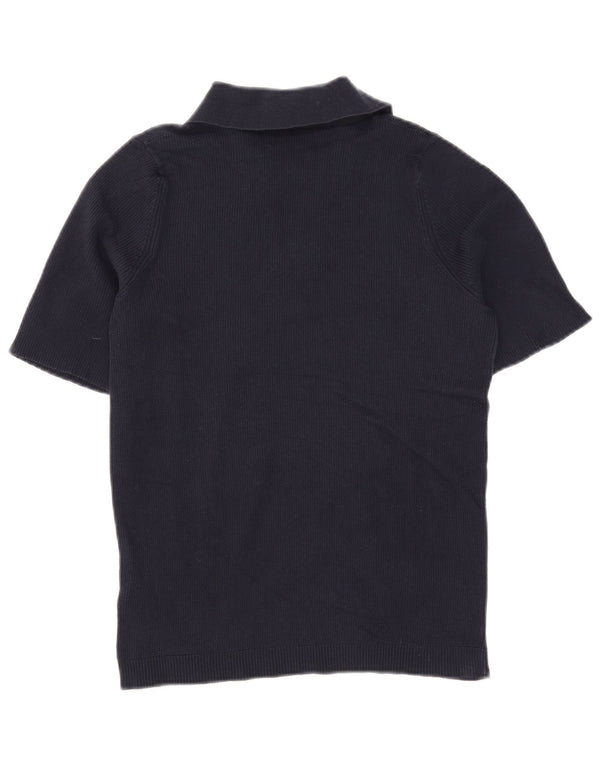 Marks & Spencer Damen Poloshirt UK 12 Medium Marineblau Baumwolle