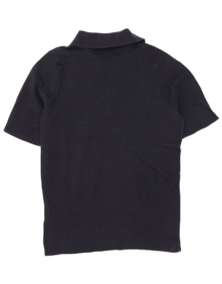 Marks & Spencer Damen Poloshirt UK 12 Medium Marineblau Baumwolle