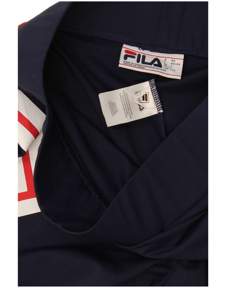 Fila Damen Grafik-Leggings UK 14 Large Marineblaues geometrisches Polyester