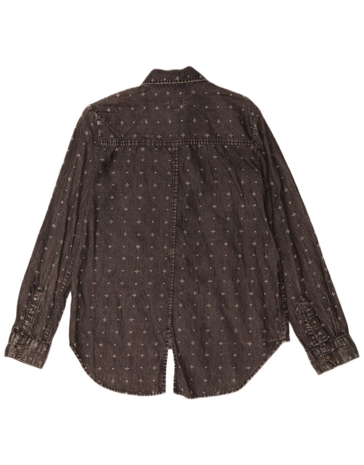 Vans Damen-Oversize-Hemd, UK 10, Größe S, schwarz, geometrisch, Baumwolle