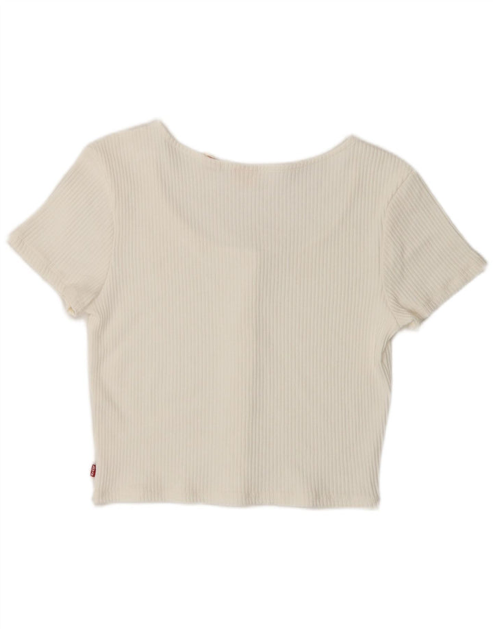 Levi's Damen Crop Shirt Bluse UK 14 Large Weiß