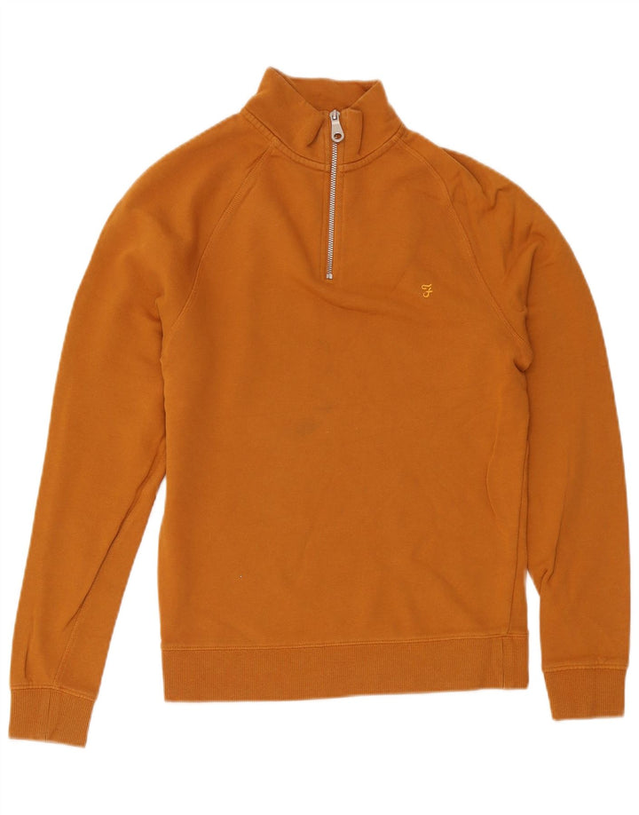 Farah Herren-Sweatshirt mit Reißverschluss am Hals, klein, aus gelber Baumwolle