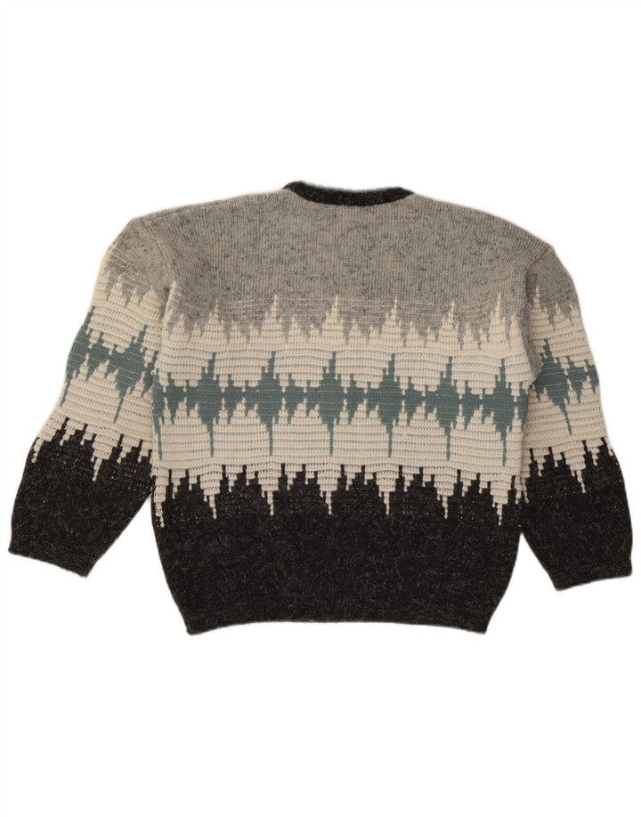 Ciao Herren-Pullover mit Rundhalsausschnitt, mittelgraues Farbblock-Acryl
