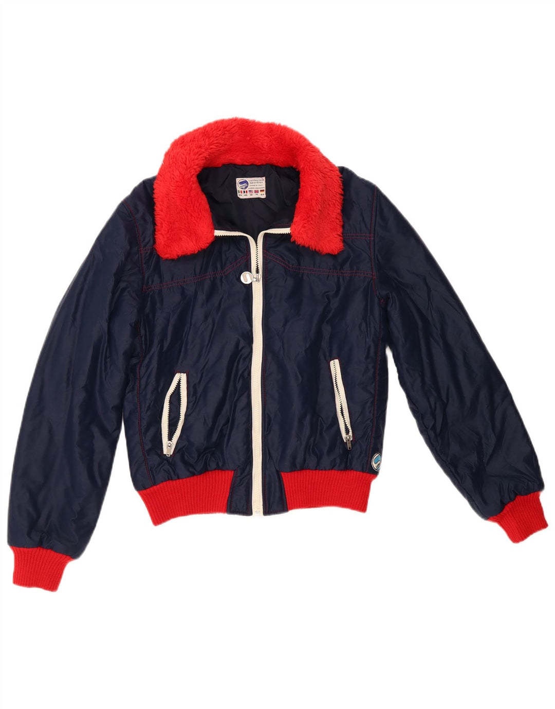 Samas Damen Bomberjacke UK 16 Large Marineblaues Colourblock-Nylon