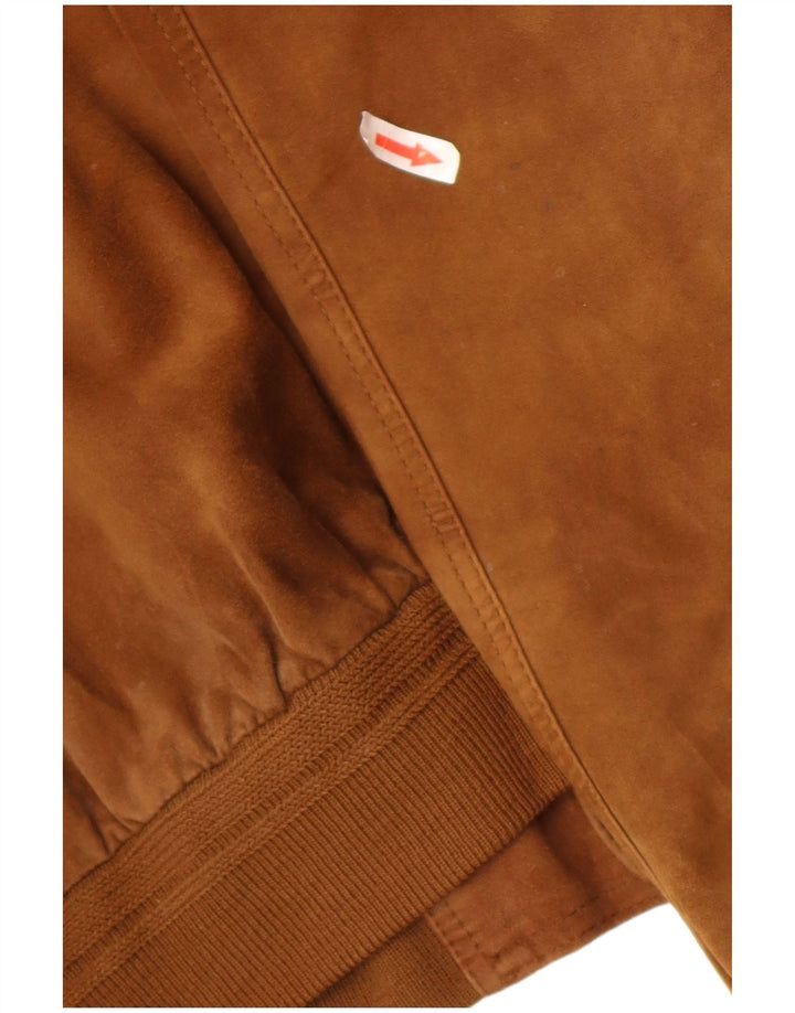 Vintage Herren Wildleder Bomberjacke IT 50 Großes braunes Leder