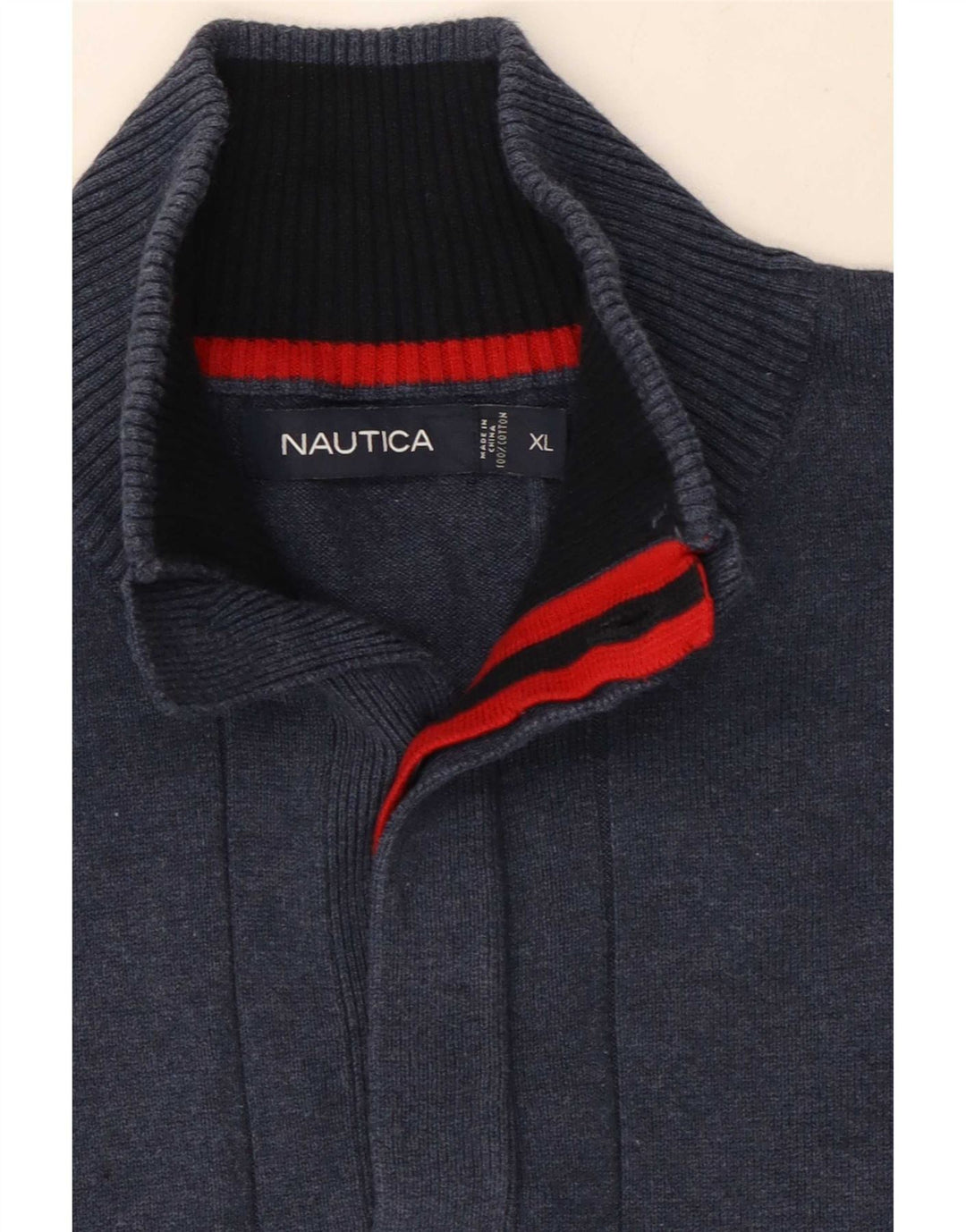 Nautica Herren-Pullover mit Knopfkragen, XL, marineblaue Baumwolle