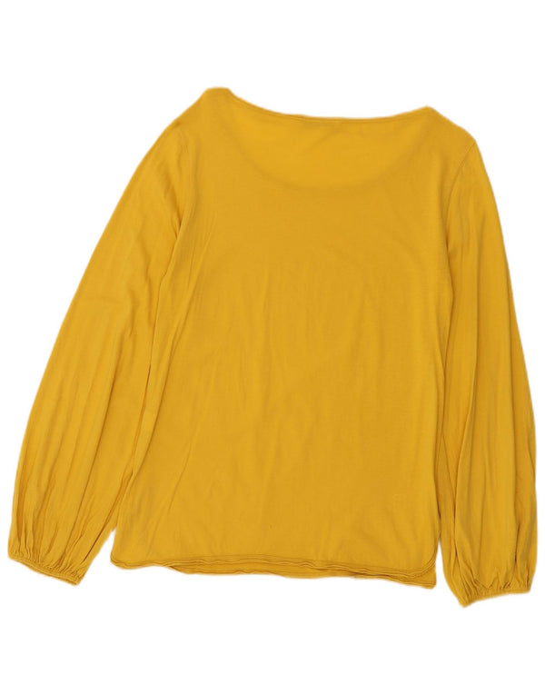 Zara Damen Top Langarm UK 10 Small Gelb Baumwolle