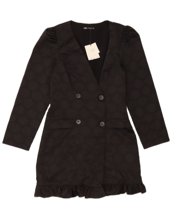 Zweireihiger Blazer für Damen von Zara, Gr. 10, Größe S, Schwarz, geometrisch