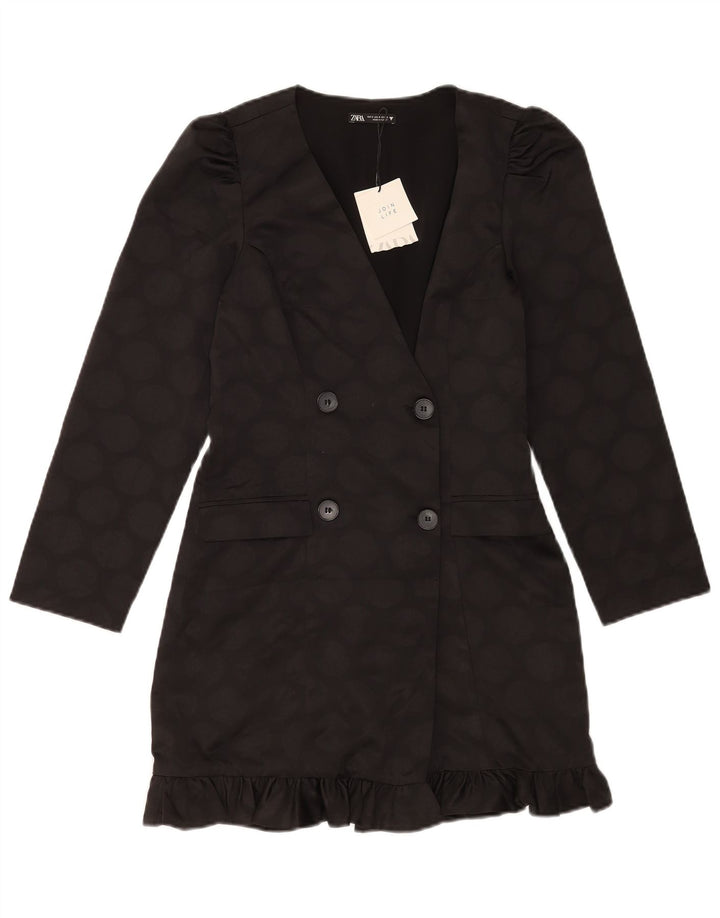 Zweireihiger Blazer für Damen von Zara, Gr. 10, Größe S, Schwarz, geometrisch