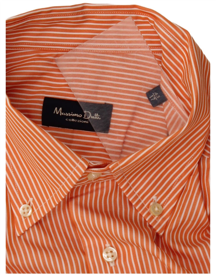 MASSIMO DUTTI Herrenhemd Größe 43 17 XL Orange Nadelstreifen