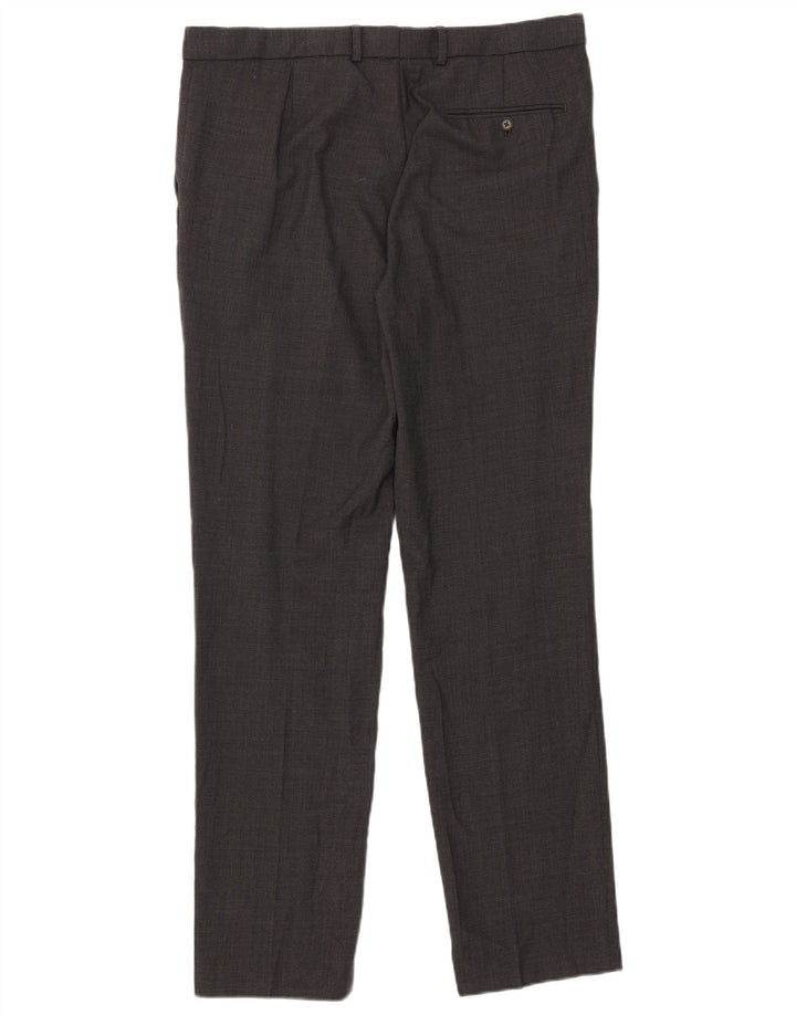 Maßgeschneiderte Slim-Anzughose für Herren von Marks & Spencer, W36 L33, grau karierte Wolle