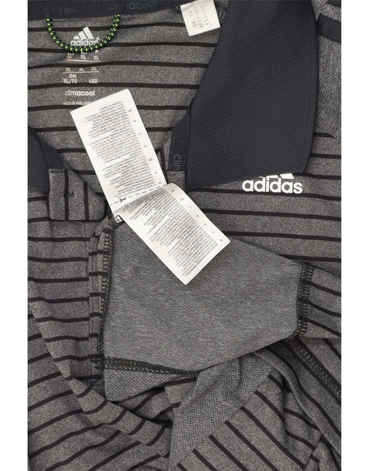 Adidas Herren Climacool Poloshirt XL grau gestreift Polyester